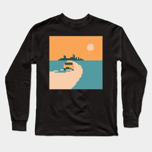 Taxi Scene Pixel Art Long Sleeve T-Shirt